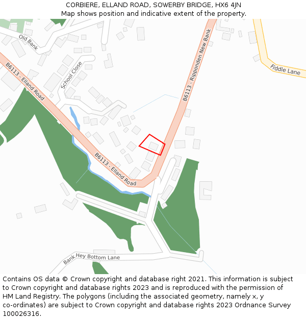 CORBIERE, ELLAND ROAD, SOWERBY BRIDGE, HX6 4JN: Location map and indicative extent of plot