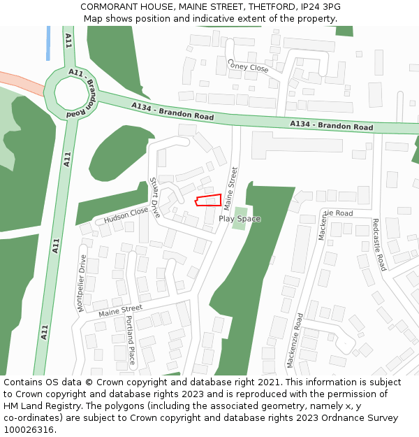CORMORANT HOUSE, MAINE STREET, THETFORD, IP24 3PG: Location map and indicative extent of plot