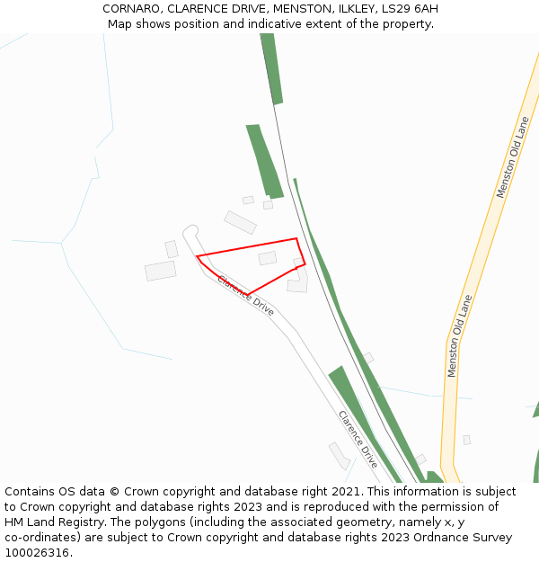 CORNARO, CLARENCE DRIVE, MENSTON, ILKLEY, LS29 6AH: Location map and indicative extent of plot