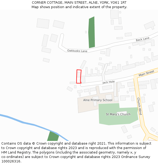 CORNER COTTAGE, MAIN STREET, ALNE, YORK, YO61 1RT: Location map and indicative extent of plot
