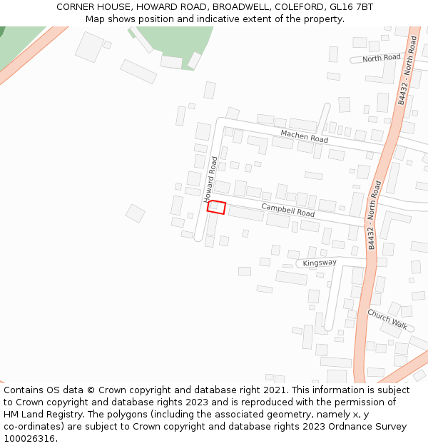 CORNER HOUSE, HOWARD ROAD, BROADWELL, COLEFORD, GL16 7BT: Location map and indicative extent of plot