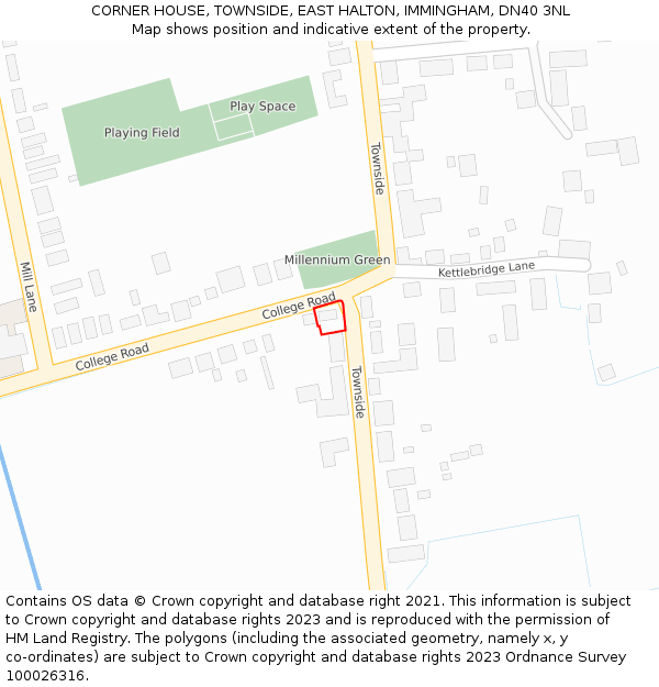 CORNER HOUSE, TOWNSIDE, EAST HALTON, IMMINGHAM, DN40 3NL: Location map and indicative extent of plot