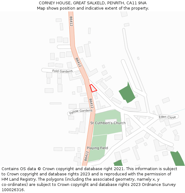 CORNEY HOUSE, GREAT SALKELD, PENRITH, CA11 9NA: Location map and indicative extent of plot