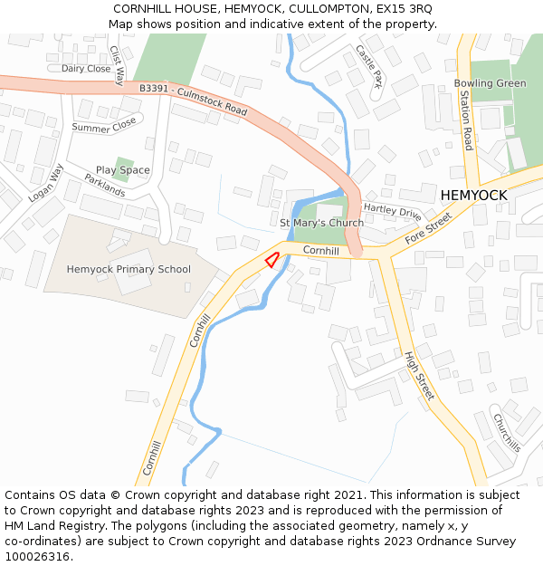 CORNHILL HOUSE, HEMYOCK, CULLOMPTON, EX15 3RQ: Location map and indicative extent of plot