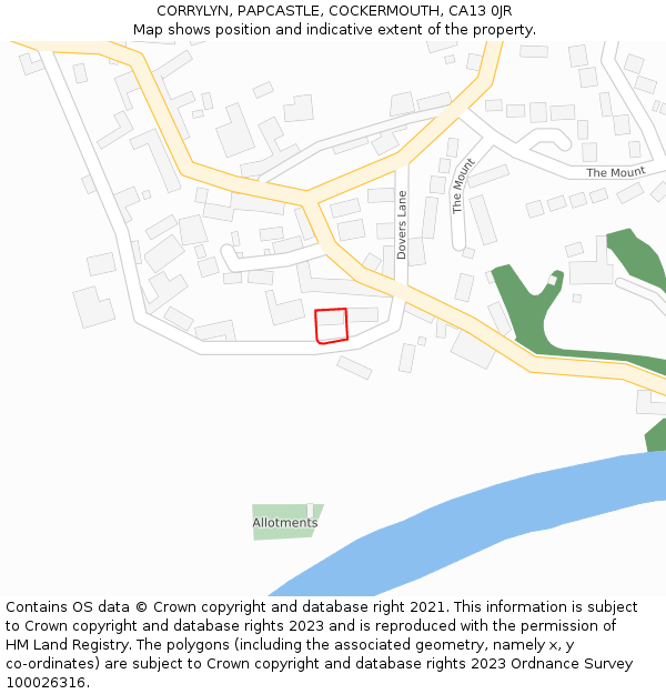 CORRYLYN, PAPCASTLE, COCKERMOUTH, CA13 0JR: Location map and indicative extent of plot