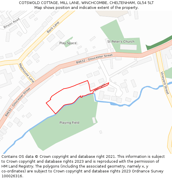 COTSWOLD COTTAGE, MILL LANE, WINCHCOMBE, CHELTENHAM, GL54 5LT: Location map and indicative extent of plot