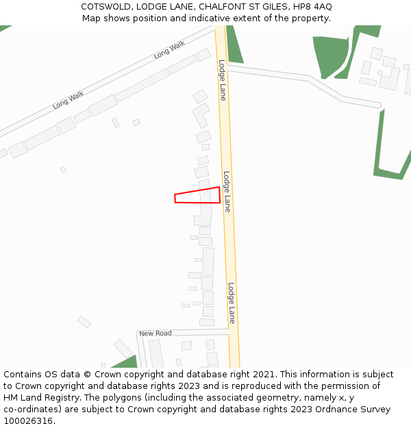 COTSWOLD, LODGE LANE, CHALFONT ST GILES, HP8 4AQ: Location map and indicative extent of plot