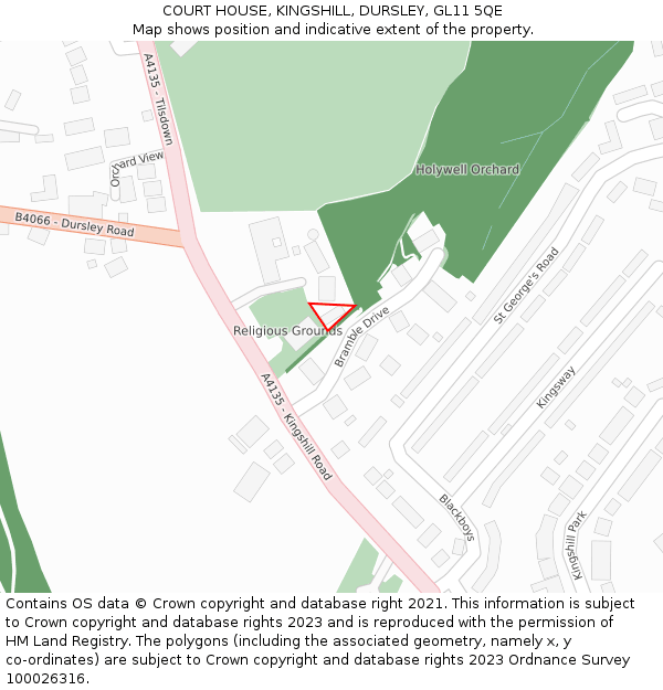 COURT HOUSE, KINGSHILL, DURSLEY, GL11 5QE: Location map and indicative extent of plot