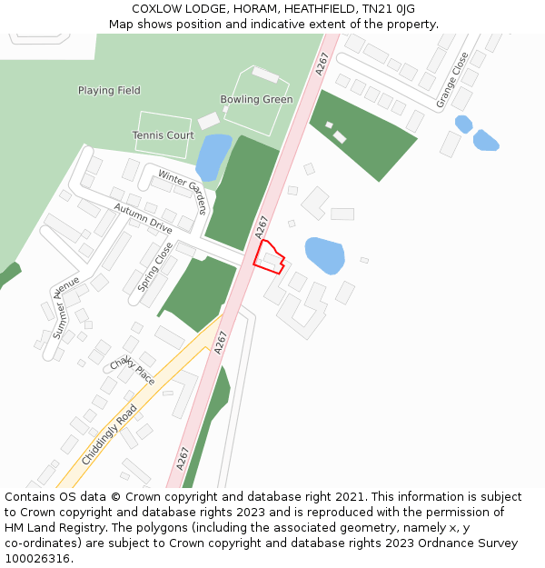 COXLOW LODGE, HORAM, HEATHFIELD, TN21 0JG: Location map and indicative extent of plot