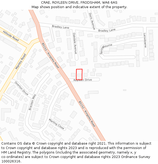 CRAE, ROYLEEN DRIVE, FRODSHAM, WA6 6AS: Location map and indicative extent of plot