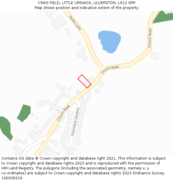 CRAG FIELD, LITTLE URSWICK, ULVERSTON, LA12 0PR: Location map and indicative extent of plot
