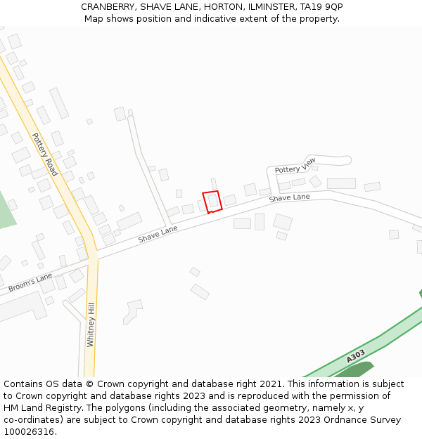 CRANBERRY, SHAVE LANE, HORTON, ILMINSTER, TA19 9QP: Location map and indicative extent of plot