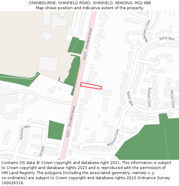 CRANBOURNE, SHINFIELD ROAD, SHINFIELD, READING, RG2 9BE: Location map and indicative extent of plot
