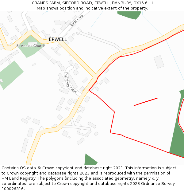 CRANES FARM, SIBFORD ROAD, EPWELL, BANBURY, OX15 6LH: Location map and indicative extent of plot