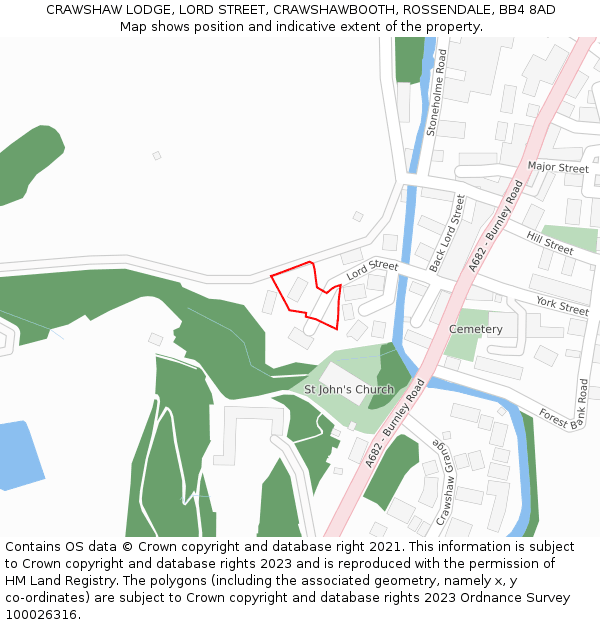 CRAWSHAW LODGE, LORD STREET, CRAWSHAWBOOTH, ROSSENDALE, BB4 8AD: Location map and indicative extent of plot