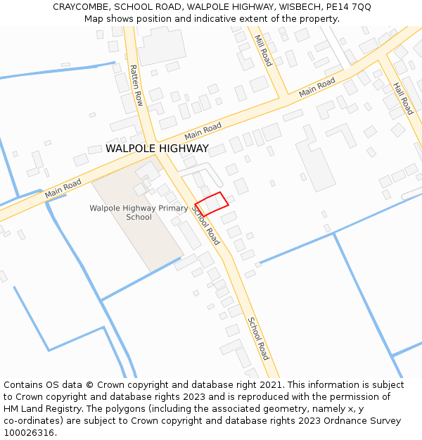 CRAYCOMBE, SCHOOL ROAD, WALPOLE HIGHWAY, WISBECH, PE14 7QQ: Location map and indicative extent of plot