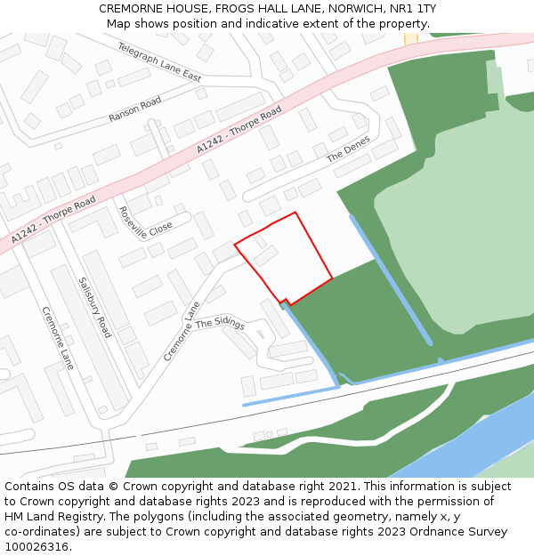 CREMORNE HOUSE, FROGS HALL LANE, NORWICH, NR1 1TY: Location map and indicative extent of plot
