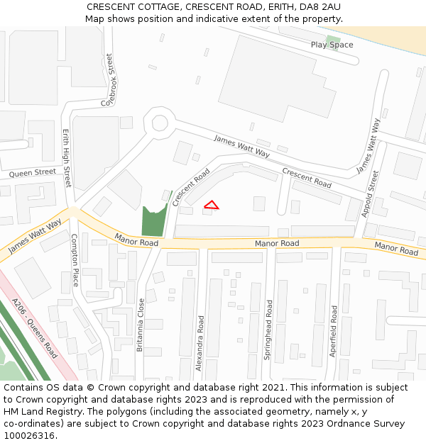 CRESCENT COTTAGE, CRESCENT ROAD, ERITH, DA8 2AU: Location map and indicative extent of plot