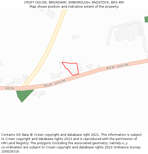 CROFT HOUSE, BROADWAY, EMBOROUGH, RADSTOCK, BA3 4RY: Location map and indicative extent of plot