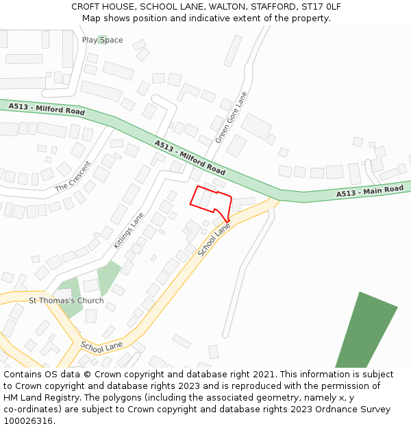 CROFT HOUSE, SCHOOL LANE, WALTON, STAFFORD, ST17 0LF: Location map and indicative extent of plot