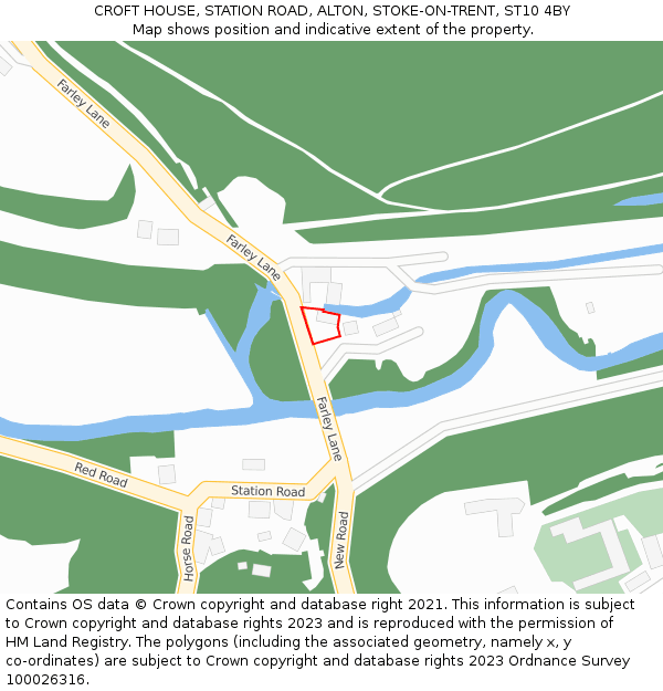 CROFT HOUSE, STATION ROAD, ALTON, STOKE-ON-TRENT, ST10 4BY: Location map and indicative extent of plot