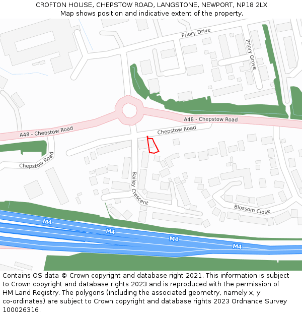 CROFTON HOUSE, CHEPSTOW ROAD, LANGSTONE, NEWPORT, NP18 2LX: Location map and indicative extent of plot