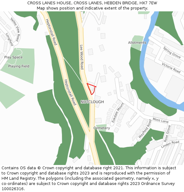 CROSS LANES HOUSE, CROSS LANES, HEBDEN BRIDGE, HX7 7EW: Location map and indicative extent of plot
