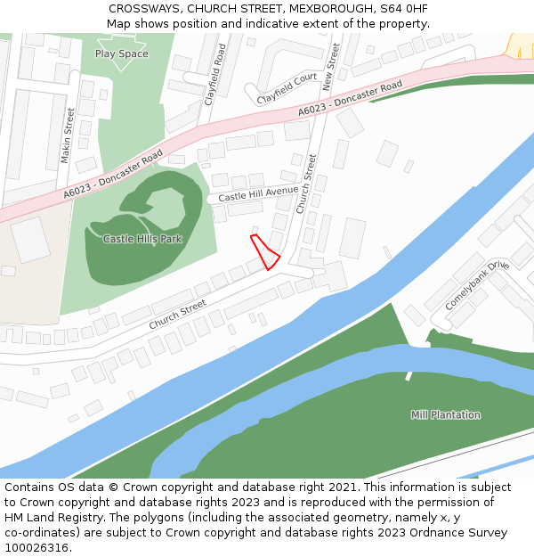 CROSSWAYS, CHURCH STREET, MEXBOROUGH, S64 0HF: Location map and indicative extent of plot