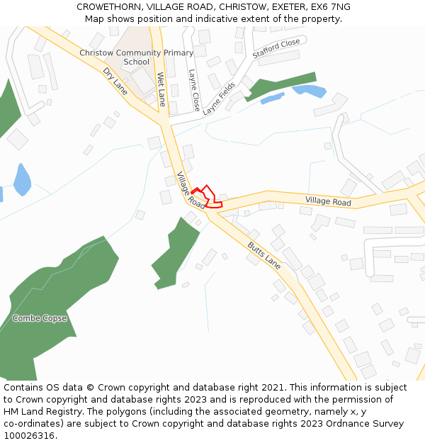 CROWETHORN, VILLAGE ROAD, CHRISTOW, EXETER, EX6 7NG: Location map and indicative extent of plot