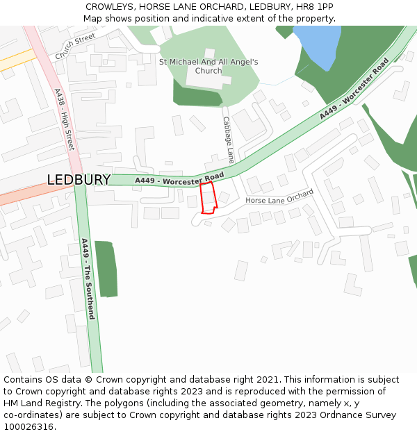 CROWLEYS, HORSE LANE ORCHARD, LEDBURY, HR8 1PP: Location map and indicative extent of plot