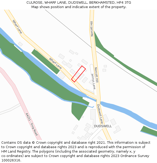 CULROSE, WHARF LANE, DUDSWELL, BERKHAMSTED, HP4 3TG: Location map and indicative extent of plot
