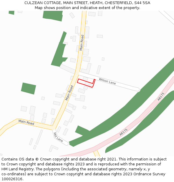 CULZEAN COTTAGE, MAIN STREET, HEATH, CHESTERFIELD, S44 5SA: Location map and indicative extent of plot