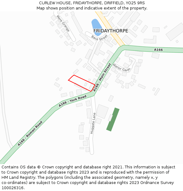 CURLEW HOUSE, FRIDAYTHORPE, DRIFFIELD, YO25 9RS: Location map and indicative extent of plot