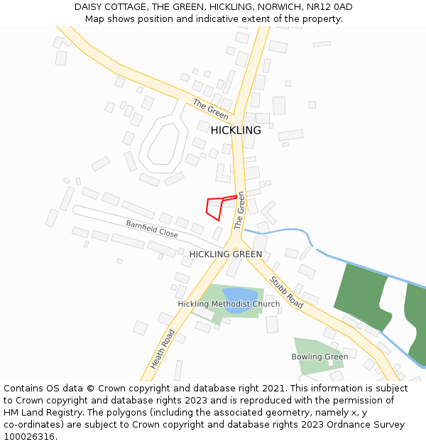 DAISY COTTAGE, THE GREEN, HICKLING, NORWICH, NR12 0AD: Location map and indicative extent of plot