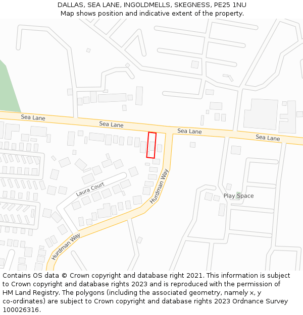 DALLAS, SEA LANE, INGOLDMELLS, SKEGNESS, PE25 1NU: Location map and indicative extent of plot