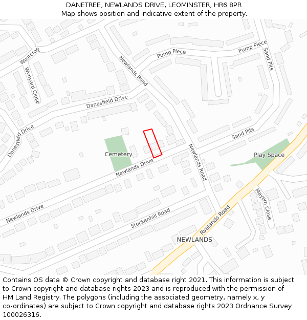 DANETREE, NEWLANDS DRIVE, LEOMINSTER, HR6 8PR: Location map and indicative extent of plot
