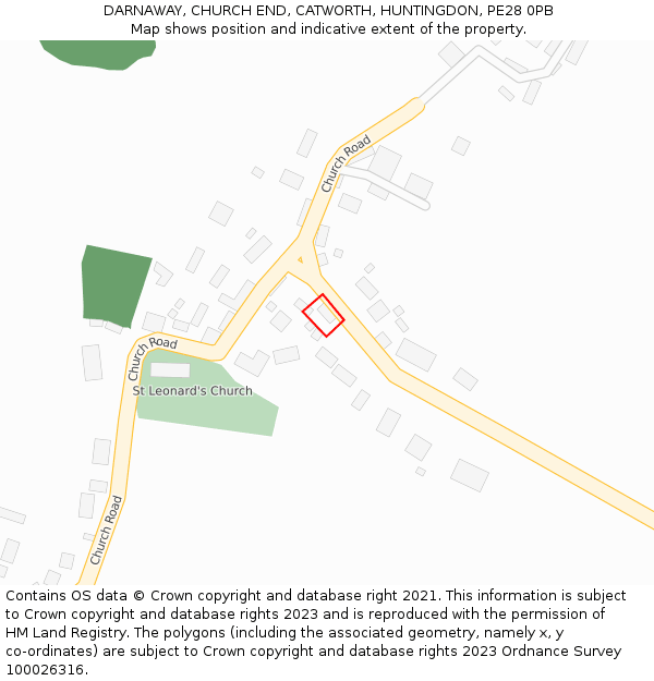 DARNAWAY, CHURCH END, CATWORTH, HUNTINGDON, PE28 0PB: Location map and indicative extent of plot