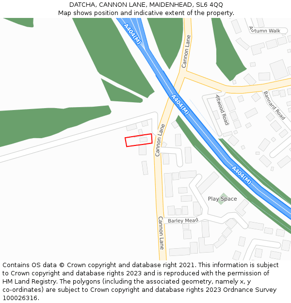 DATCHA, CANNON LANE, MAIDENHEAD, SL6 4QQ: Location map and indicative extent of plot
