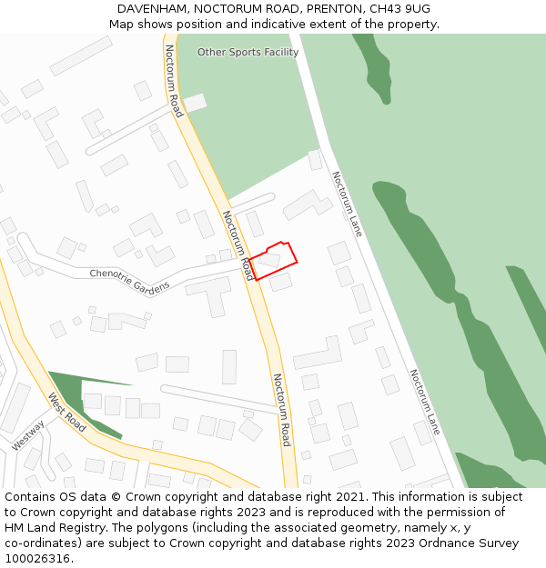 DAVENHAM, NOCTORUM ROAD, PRENTON, CH43 9UG: Location map and indicative extent of plot