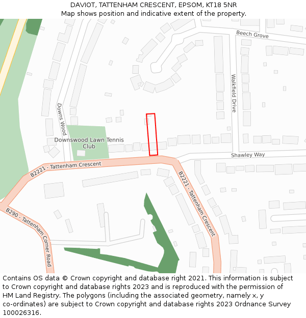 DAVIOT, TATTENHAM CRESCENT, EPSOM, KT18 5NR: Location map and indicative extent of plot