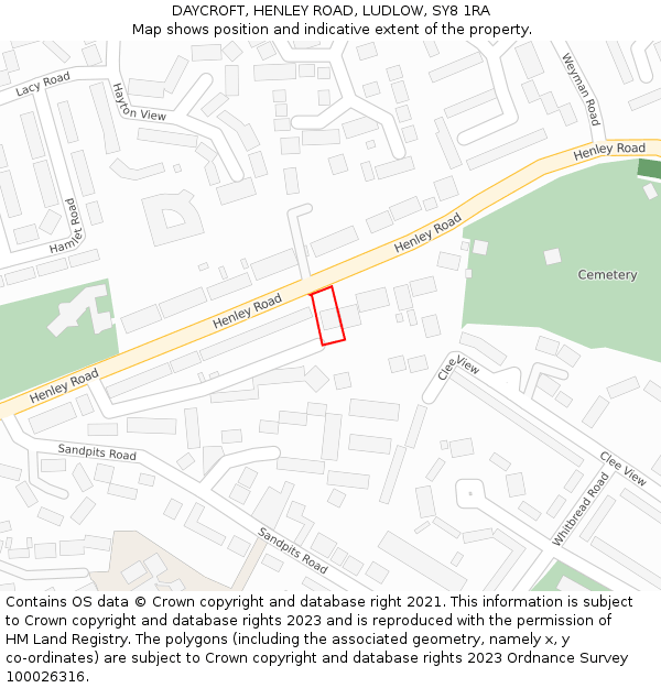DAYCROFT, HENLEY ROAD, LUDLOW, SY8 1RA: Location map and indicative extent of plot