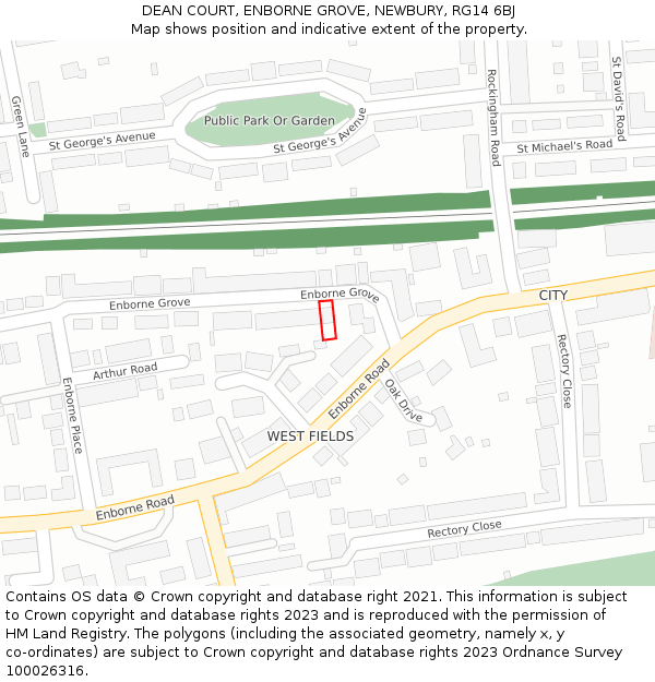 DEAN COURT, ENBORNE GROVE, NEWBURY, RG14 6BJ: Location map and indicative extent of plot