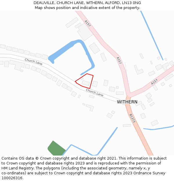DEAUVILLE, CHURCH LANE, WITHERN, ALFORD, LN13 0NG: Location map and indicative extent of plot