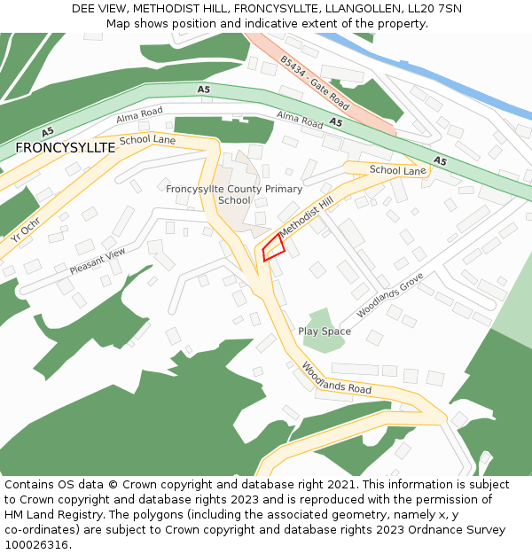 DEE VIEW, METHODIST HILL, FRONCYSYLLTE, LLANGOLLEN, LL20 7SN: Location map and indicative extent of plot