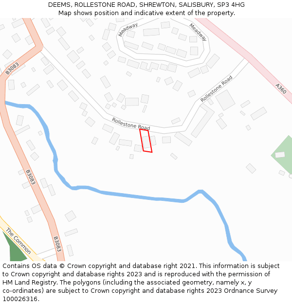 DEEMS, ROLLESTONE ROAD, SHREWTON, SALISBURY, SP3 4HG: Location map and indicative extent of plot
