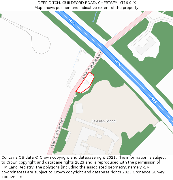 DEEP DITCH, GUILDFORD ROAD, CHERTSEY, KT16 9LX: Location map and indicative extent of plot