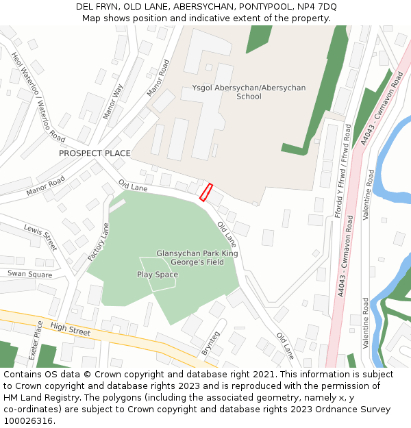DEL FRYN, OLD LANE, ABERSYCHAN, PONTYPOOL, NP4 7DQ: Location map and indicative extent of plot