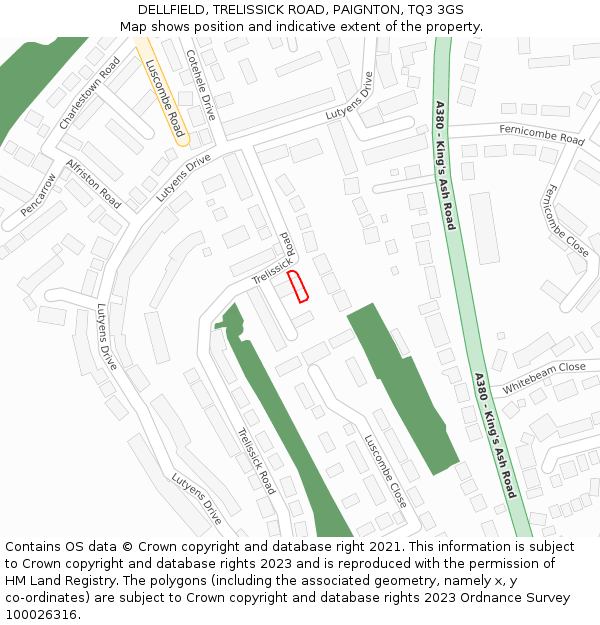 DELLFIELD, TRELISSICK ROAD, PAIGNTON, TQ3 3GS: Location map and indicative extent of plot