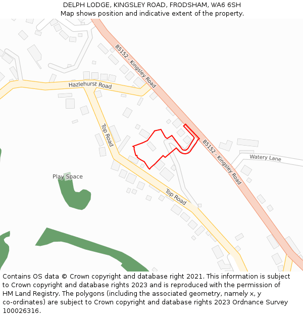 DELPH LODGE, KINGSLEY ROAD, FRODSHAM, WA6 6SH: Location map and indicative extent of plot