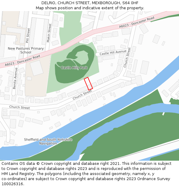 DELRIO, CHURCH STREET, MEXBOROUGH, S64 0HF: Location map and indicative extent of plot